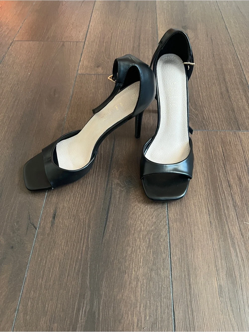 Classic Black Open-Toe Ankle Strap Heels
